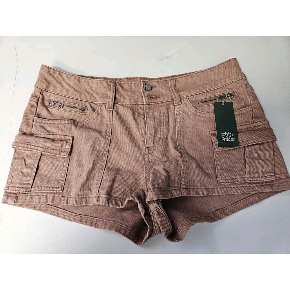 Wild Fable Shorts Women's Medium Mauve Low-Rise Denim Camp Cargo Utility Pockets